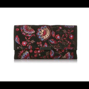 NEW Loeffler Randall suede embroidered clutch